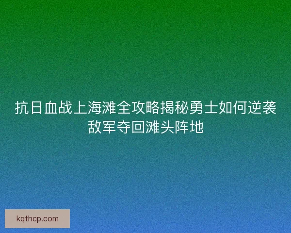 抗日血战上海滩全攻略揭秘勇士如何逆袭敌军夺回滩头阵地