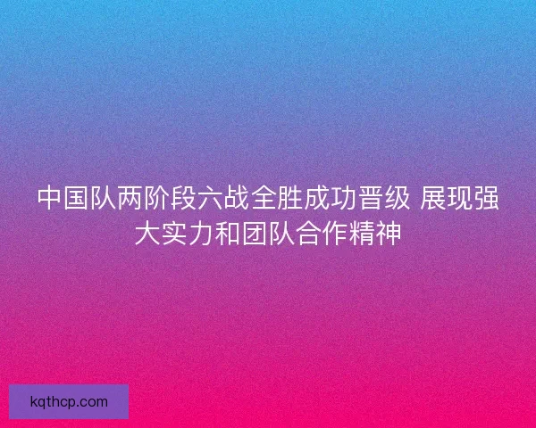 中国队两阶段六战全胜成功晋级 展现强大实力和团队合作精神